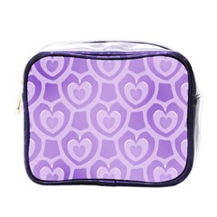 Purple Hearts Pattern Mini Toiletries Bag (One Side)