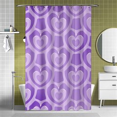 Purple Hearts Pattern Shower Curtain 48  X 72  (small)  by SpinnyChairDesigns