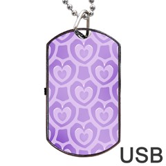 Purple Hearts Pattern Dog Tag Usb Flash (one Side) by SpinnyChairDesigns