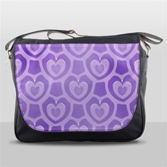 Purple Hearts Pattern Messenger Bag