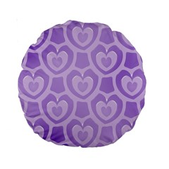 Purple Hearts Pattern Standard 15  Premium Round Cushions by SpinnyChairDesigns