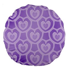 Purple Hearts Pattern Large 18  Premium Round Cushions by SpinnyChairDesigns