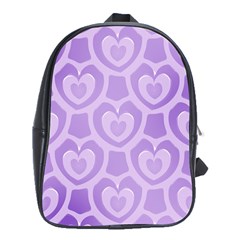 Purple Hearts Pattern School Bag (xl) by SpinnyChairDesigns