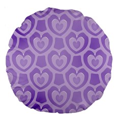 Purple Hearts Pattern Large 18  Premium Flano Round Cushions by SpinnyChairDesigns