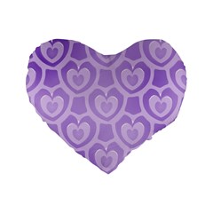 Purple Hearts Pattern Standard 16  Premium Flano Heart Shape Cushions by SpinnyChairDesigns