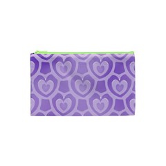 Purple Hearts Pattern Cosmetic Bag (xs) by SpinnyChairDesigns