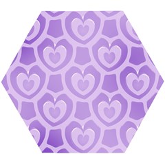 Purple Hearts Pattern Wooden Puzzle Hexagon by SpinnyChairDesigns