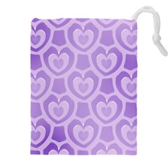 Purple Hearts Pattern Drawstring Pouch (5xl) by SpinnyChairDesigns