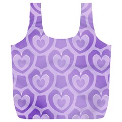 Purple Hearts Pattern Full Print Recycle Bag (xxl) by SpinnyChairDesigns