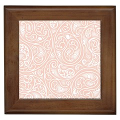 Barely There White Paisley Pattern Framed Tile by SpinnyChairDesigns