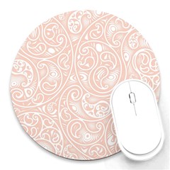 Barely There White Paisley Pattern Round Mousepads by SpinnyChairDesigns