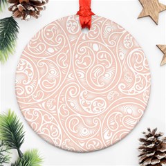 Barely There White Paisley Pattern Ornament (round) by SpinnyChairDesigns