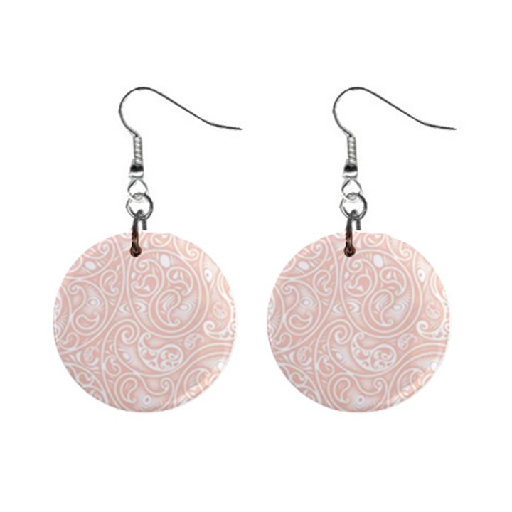 Barely There White Paisley Pattern Mini Button Earrings