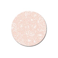 Barely There White Paisley Pattern Magnet 3  (round) by SpinnyChairDesigns