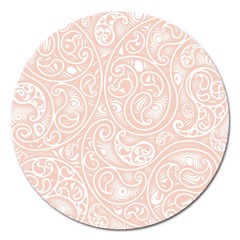 Barely There White Paisley Pattern Magnet 5  (round) by SpinnyChairDesigns