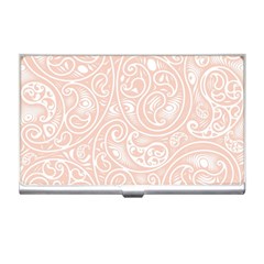 Barely There White Paisley Pattern Business Card Holder by SpinnyChairDesigns