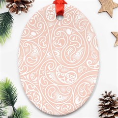 Barely There White Paisley Pattern Oval Ornament (two Sides) by SpinnyChairDesigns