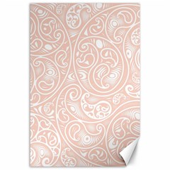 Barely There White Paisley Pattern Canvas 24  X 36  by SpinnyChairDesigns