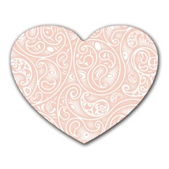 Barely There White Paisley Pattern Heart Mousepads by SpinnyChairDesigns