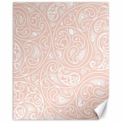 Barely There White Paisley Pattern Canvas 11  X 14  by SpinnyChairDesigns