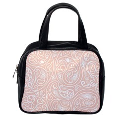 Barely There White Paisley Pattern Classic Handbag (one Side) by SpinnyChairDesigns