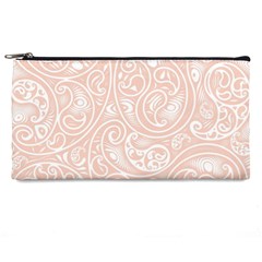 Barely There White Paisley Pattern Pencil Case by SpinnyChairDesigns