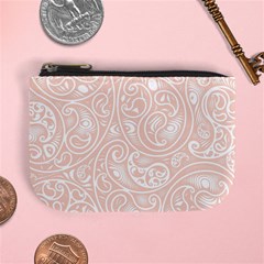 Barely There White Paisley Pattern Mini Coin Purse by SpinnyChairDesigns