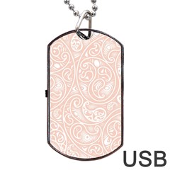 Barely There White Paisley Pattern Dog Tag Usb Flash (two Sides) by SpinnyChairDesigns