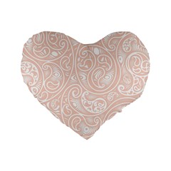 Barely There White Paisley Pattern Standard 16  Premium Heart Shape Cushions by SpinnyChairDesigns