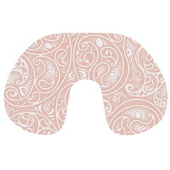 Barely There White Paisley Pattern Travel Neck Pillow by SpinnyChairDesigns