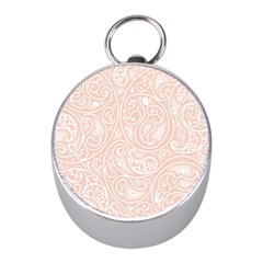 Barely There White Paisley Pattern Mini Silver Compasses by SpinnyChairDesigns