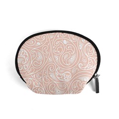 Barely There White Paisley Pattern Accessory Pouch (small) by SpinnyChairDesigns