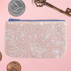 Barely There White Paisley Pattern Large Coin Purse by SpinnyChairDesigns