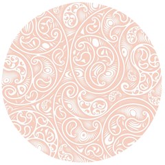 Barely There White Paisley Pattern Wooden Bottle Opener (round) by SpinnyChairDesigns