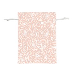 Barely There White Paisley Pattern Lightweight Drawstring Pouch (l) by SpinnyChairDesigns