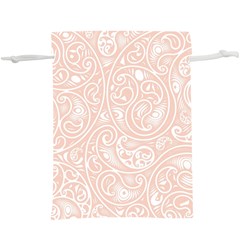 Barely There White Paisley Pattern  Lightweight Drawstring Pouch (xl) by SpinnyChairDesigns