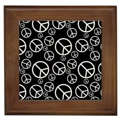 Black And White Peace Symbols Framed Tile by SpinnyChairDesigns