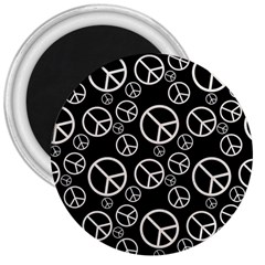 Black And White Peace Symbols 3  Magnets by SpinnyChairDesigns