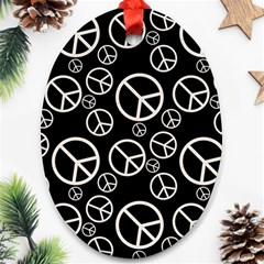 Black And White Peace Symbols Ornament (oval) by SpinnyChairDesigns