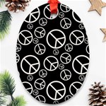 Black and White Peace Symbols Ornament (Oval) Front