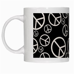 Black And White Peace Symbols White Mugs by SpinnyChairDesigns