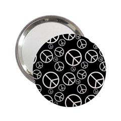 Black And White Peace Symbols 2 25  Handbag Mirrors by SpinnyChairDesigns