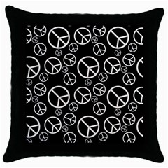 Black And White Peace Symbols Throw Pillow Case (black) by SpinnyChairDesigns