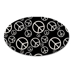 Black And White Peace Symbols Oval Magnet