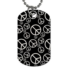 Black And White Peace Symbols Dog Tag (two Sides) by SpinnyChairDesigns