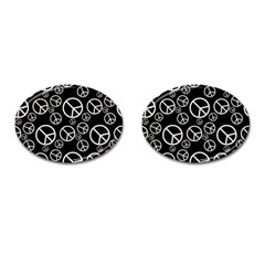 Black And White Peace Symbols Cufflinks (oval) by SpinnyChairDesigns