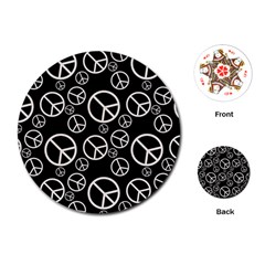 Black And White Peace Symbols Playing Cards Single Design (round) by SpinnyChairDesigns