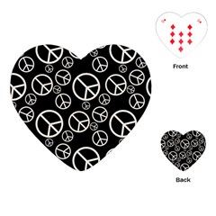 Black And White Peace Symbols Playing Cards Single Design (heart) by SpinnyChairDesigns