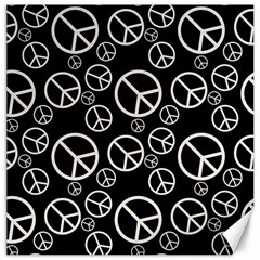 Black And White Peace Symbols Canvas 16  X 16  by SpinnyChairDesigns