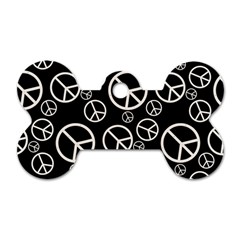 Black And White Peace Symbols Dog Tag Bone (two Sides) by SpinnyChairDesigns